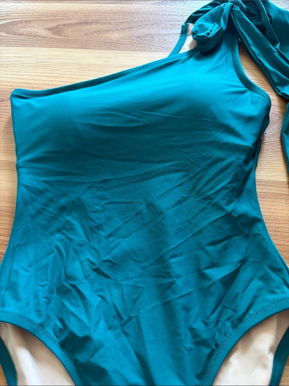 J Crew NWT Bow Tie One Shoulder One Piece Swimsuit teal blue